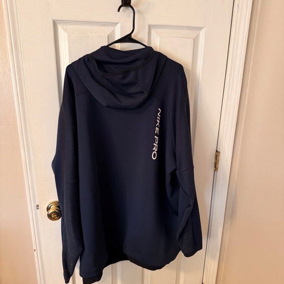 Men's NIke Pro Tech Pullover Hoodie - 4XLT - Navy - Picture 2 of 2